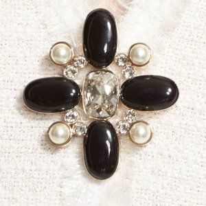St. John Collection Crystal & Faux Pearl Brooch